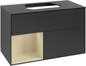 V&B Waschtischunterschrank Finion 100 Wandmontage Blau Lackiert mit integrierter LED-Beleuchtung - Bild 1