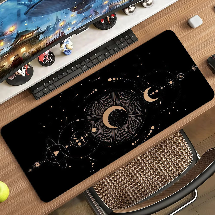 Moon Space Mauspad in Schwarz, rutschfeste XXL Schreibtischunterlage aus Gummi für Gaming und Büro - Bild 3
