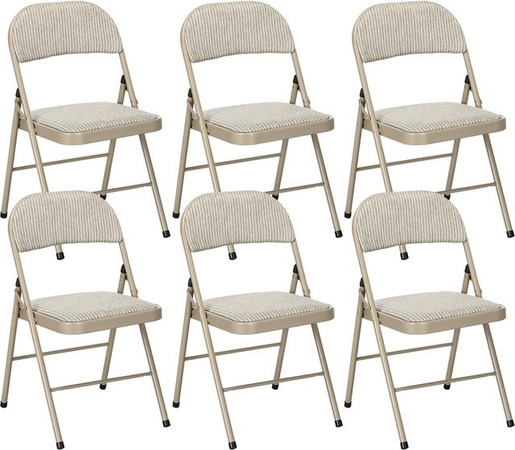 HOMCOM Klappstuhl mit gepolsterter Rückenlehne aus Stoff in Beige, klappbarer Stuhl mit Stahlrahmen für Büro, Küche oder Camping, belastbar bis 120 kg