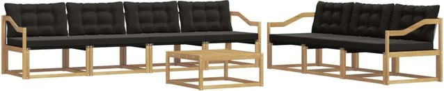 vidaXL Outdoor-Sofagarnitur 8-teilig aus Akazienholz mit Textilene und Polstern in Weiß-Schwarz - Bild 1