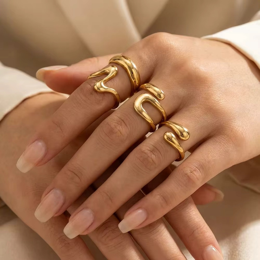 Rinhoo jewelry Ring-Set, Legierung, Gold, Damen - Bild 2
