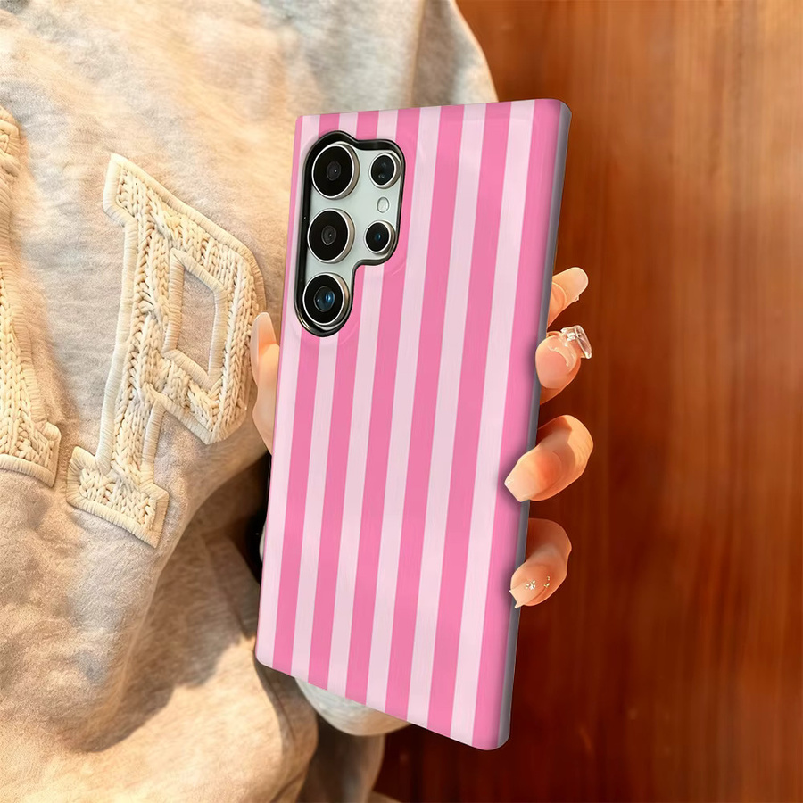 Stoßfeste doppellagige Handyhülle Candy Stripe Blush für Samsung Galaxy S25 Ultra, S24 und S23 Ultra Plus in Pink - Bild 2