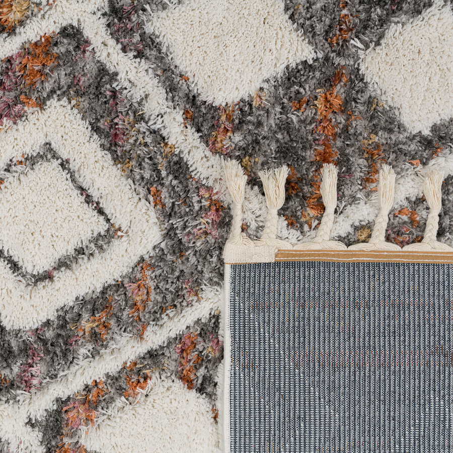 Hochflor-Teppich Mendoza in Mehrfarbig Grau im Boho-Ethnic-Stil, Breite: 140 cm, Länge: 200 cm - Bild 1