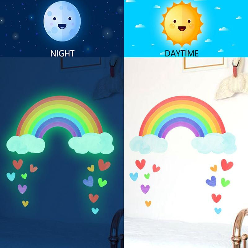LChome Leuchtende Wandaufkleber im Dunkeln mit Regenbogen, Wolken und Herzen für das Kinderzimmer in Multicolor - Bild 3