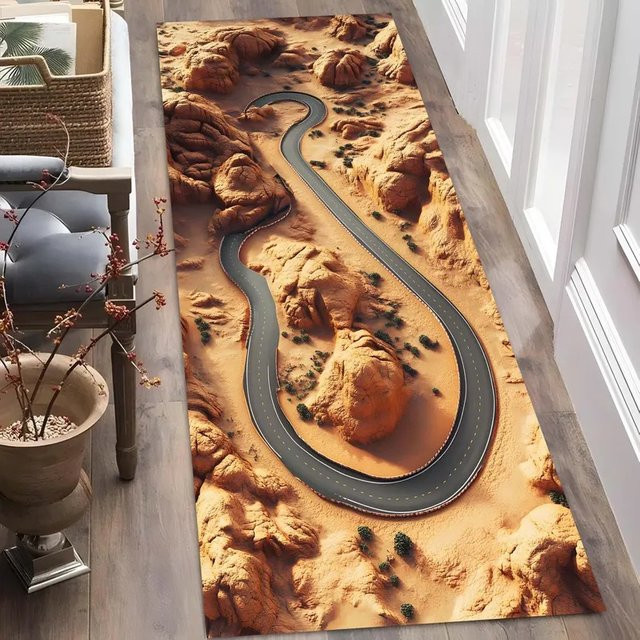 3D Racing Track Flugzeug Runway Design Teppich für Kinderzimmer und Schlafzimmer, Mehrfarbig, Rechteckig - Bild 1