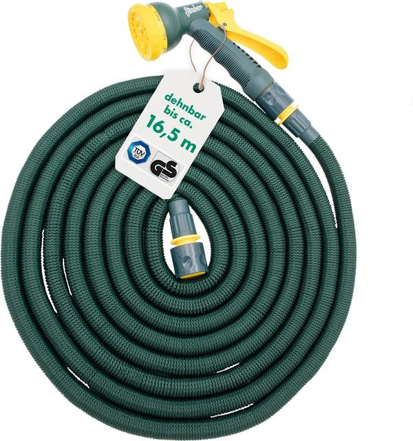 Flexibler Gartenschlauch Steuber in Grün mit Brause und Anschlussstück, 16,5 m, 1/2 Zoll - Bild 1