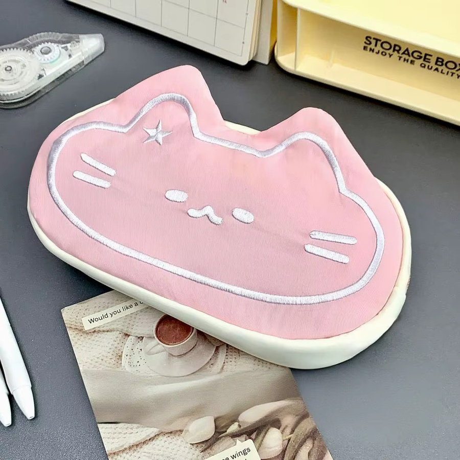 Niedriges Federmäppchen Karamell Katze in Pink mit großem Fassungsvermögen für Schule und Studium - Bild 1