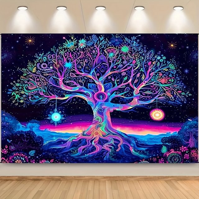 VIKAMA Wandteppich Baum des Lebens im Boho-Stil, mehrfarbig, B/H: 60 x 40 cm - Bild 1