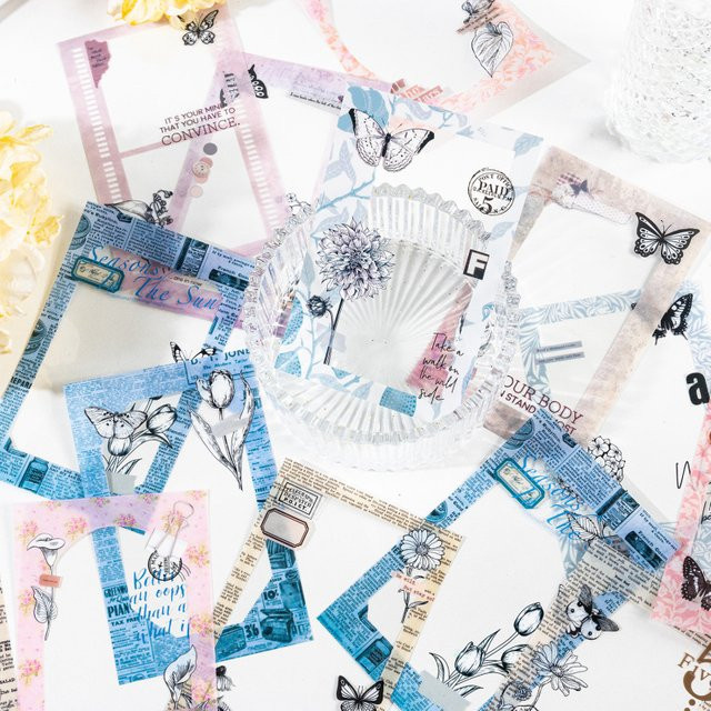 20 Blatt transparente ausgehöhlte Hintergrundaufkleber für dein Tagebuch und DIY-Dekorationen - Bild 1