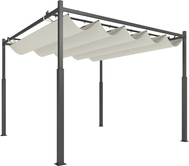 Outsunny Pergola Garten Pavillon aus Metall in Cremeweiß mit verstellbarem Dach und UV-Schutz, B/H/L: 298 x 230 x 298 cm - Bild 1