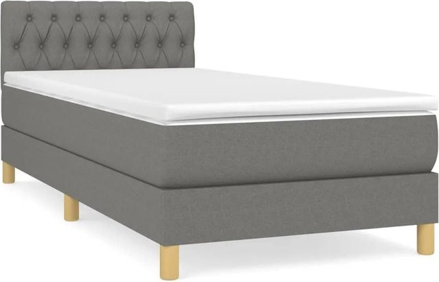 vidaXL Boxspringbett Hybrid mit Matratze und Taschenfederkern in Dunkelgrau, B/T/H: 80 x 200 x 88 cm - Bild 1