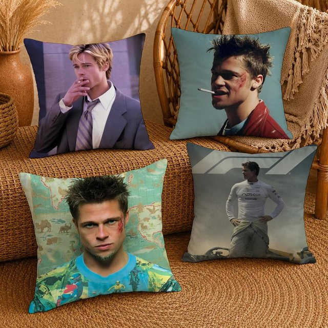 Motor B Brad Pitt F1 S Kissenbezug in Weiß, quadratisch mit verdecktem Reißverschluss, Breite: 30 cm, Höhe: 30 cm - Bild 1