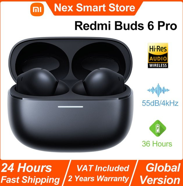 Xiaomi Redmi Buds 6 Pro True Wireless Bluetooth-Ohrhörgeräte mit Hi-Res Audio, LDAC und aktiver Geräuschunterdrückung bis 55 dB, Schwarz - Bild 1