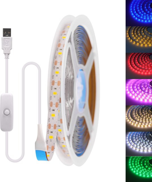 HEGEHE USB LED Streifen RGB zur TV Hintergrundbeleuchtung, flexibler LED Band mit 5V DC, erhältlich in verschiedenen Farben und Längen von 0,5 m bis 5 m - Bild 1