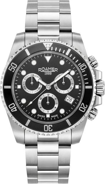 Roamer Chronograph, Edelstahl, Quarz, 43 mm, Herren, Schwarz - Bild 1