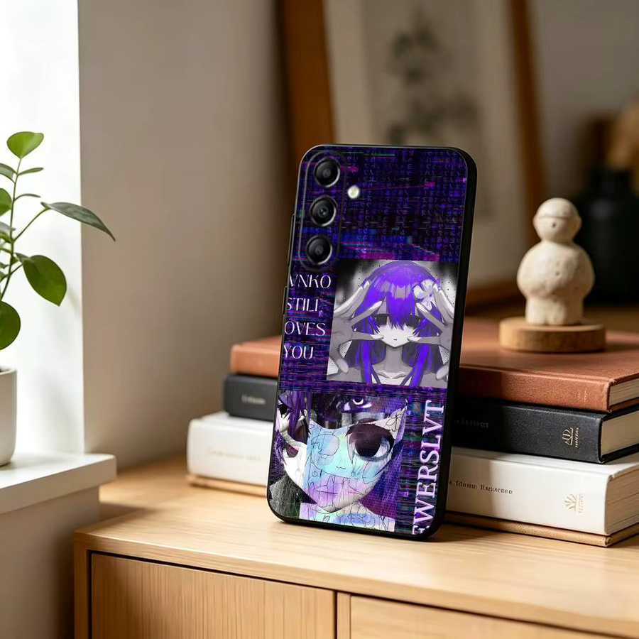 S-Sewerslvt Anime Handyhülle aus weichem Silikon für Samsung Galaxy A73, A72, A71, A70, A53, A52, A51 in Lila und Schwarz - Bild 2