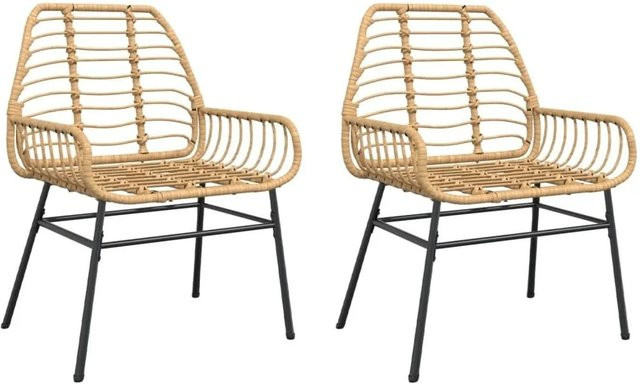 Furnicato Gartenstühle Set aus 2 Stück in Braun aus PE-Rattan mit Armlehnen und Metallrahmen, H: 86 cm, B: 57 cm, T: 60 cm - Bild 1