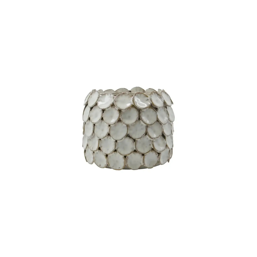 House Doctor Vase Dot aus weißem Steingut mit Punktmuster, Höhe: 15 cm - Bild 1
