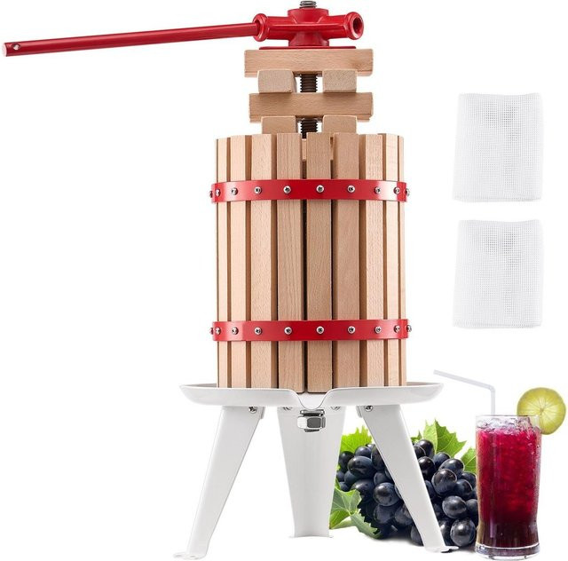 Manuelle Fruchtweinpresse von Buying Solutions, MB für die Weinherstellung mit Holzkorb, 6 l, Rot - Bild 1
