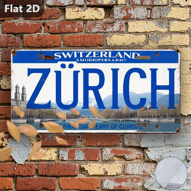Vintage Blechschild CIFBUY Metall-Wanddekoration Zürich Schweiz Retro Design für Café und Garage - Bild 1