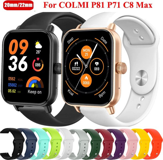 COLMI Uhrenarmband Silikon, Schwarz, 20mm 22mm - Bild 1