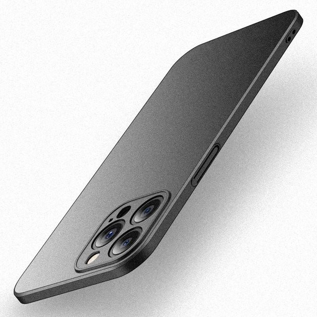 Fashion Casing Rahmenlose ultradünne Handyhülle aus mattem PC für iPhone 16 15 14 13 Pro Max 16 Plus in Schwarz Sand - Bild 1