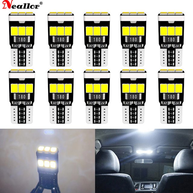 Neallor 10er Set W5W LED T10 Auto-Leuchtmittel in Cool White 6000K für Kennzeichen, Dome und DRL, 12V - Bild 1