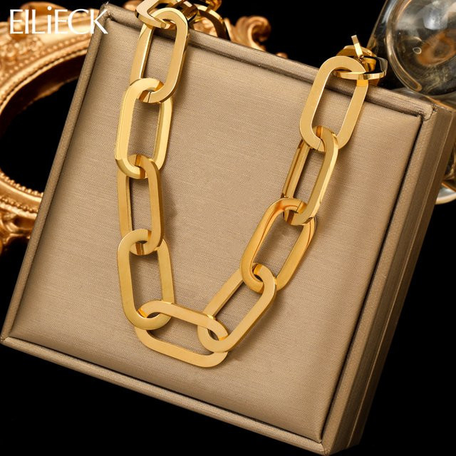 EILIECK Halskette Edelstahl, Gold, Damen - Bild 1