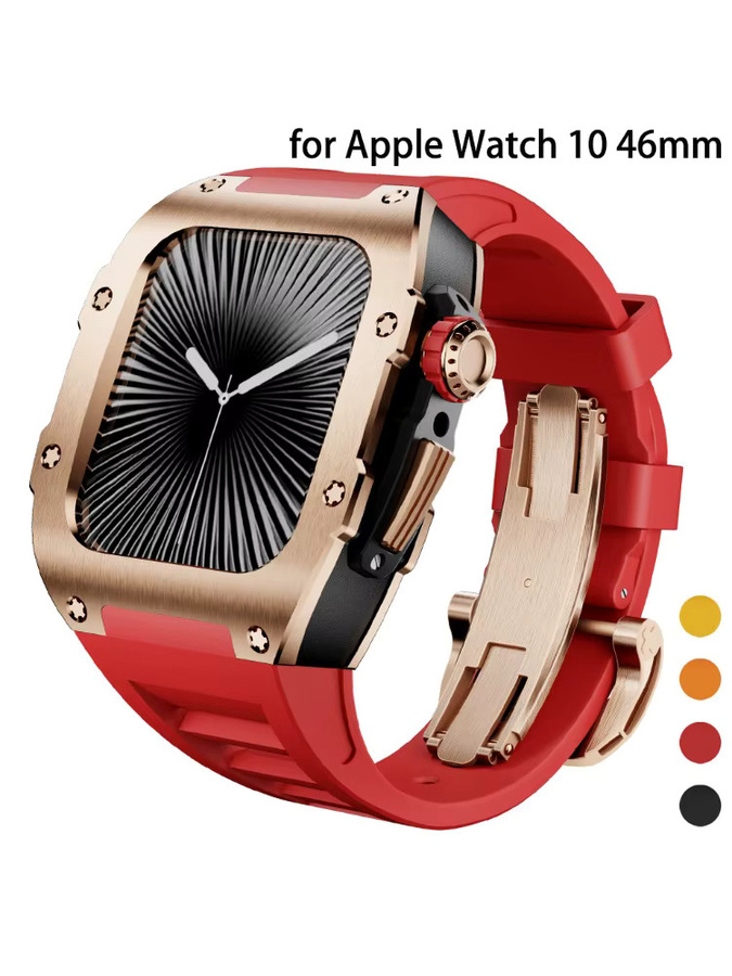 Geekthink Uhrenarmband-Set für Apple Watch Series 10, 46 mm, Edelstahl, Silikon, Unisex - Bild 4
