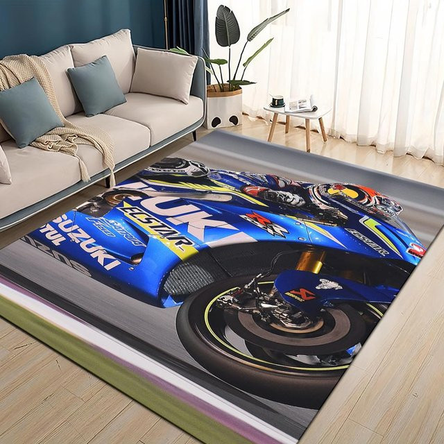 Karpetti 3D Rennwagen Suzuki Logo Teppich für Kinderzimmer und Wohnzimmer, Blau, B/T: 120 x 80 cm - Bild 1