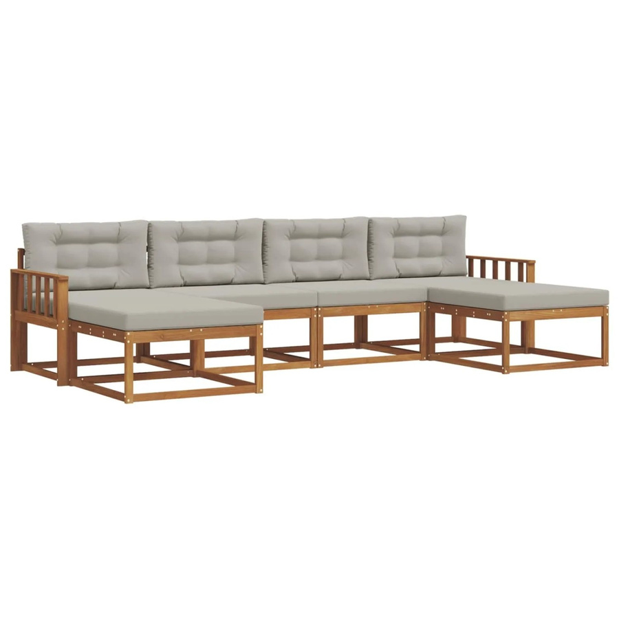 vidaXL Sofa Set L-Form aus massivem Akazienholz mit 16-teiligem Zubehör in Grau und Natur - Bild 2