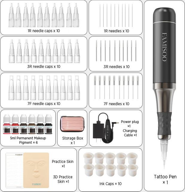 FAMISOO Permanent Make-Up Maschine Kit, Unisex - Bild 1