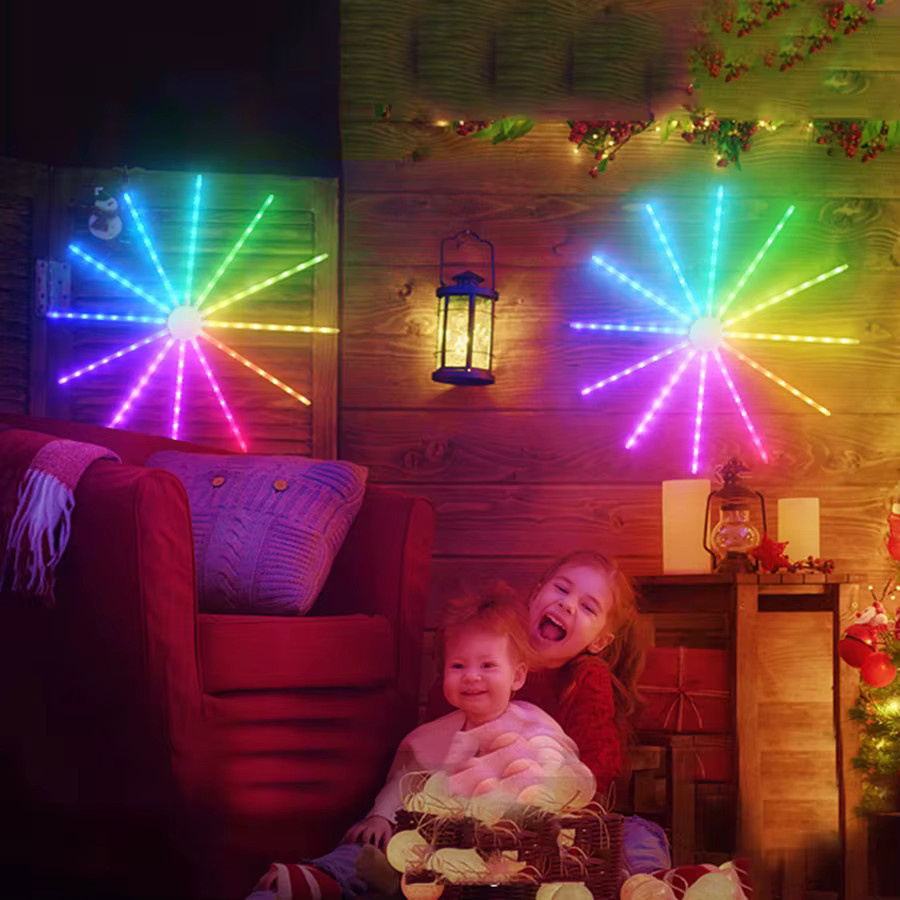 PAMNNY RGB LED Feuerwerk Lichterkette mit Fernbedienung, Wasserdichte Star-Lichtergirlande in Multicolour für Weihnachtsdeko, Garten und Party - Bild 2