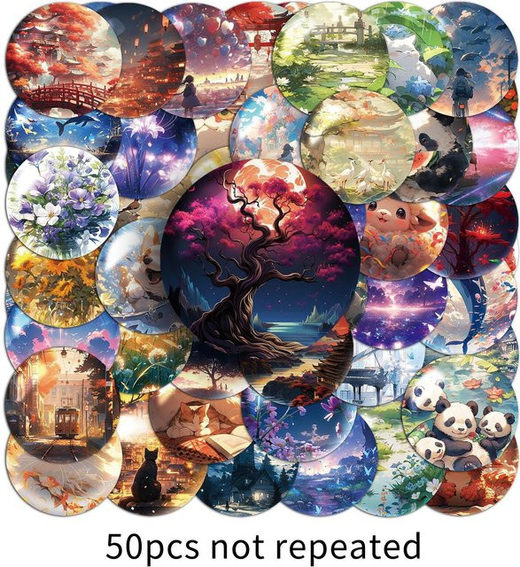 50 kreative Aufkleber mit Glaskugel-Motiven in Multicolour für dein Handy, deinen Koffer oder Computer - Bild 1