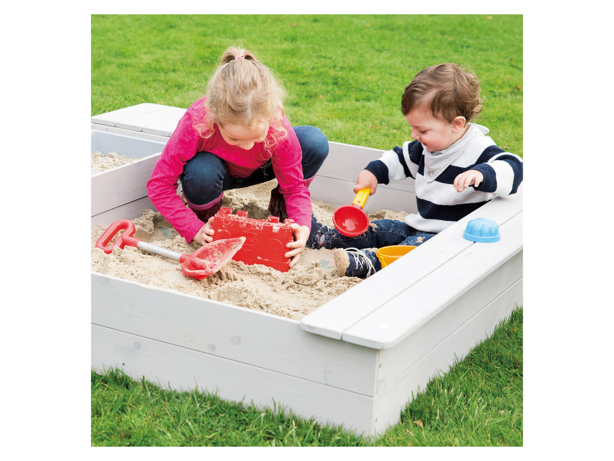 Roba Sandkasten Outdoor in Grau mit Spielwannen und Abdeckungen - Bild 1