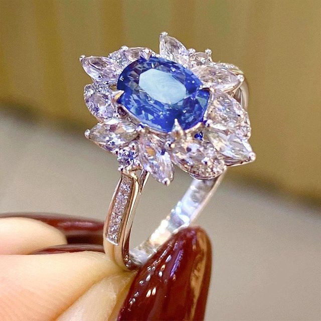 YIRAN Jewelry Ring, Kupfer, Blau, Zirkonia, Damen - Bild 1