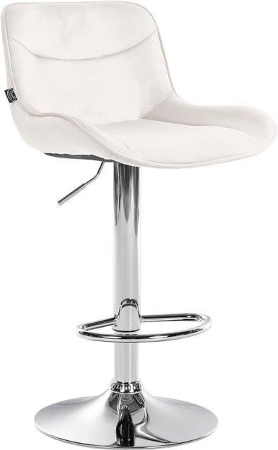 DELUKE Barhocker RAGAD höhenverstellbarer Barstuhl aus Samt in Creme mit Lehne und silbernem Fuß, B/T/H: 49 x 51 x 85 cm - Bild 1