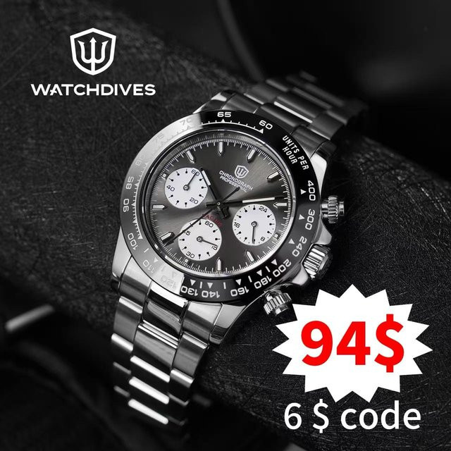 Watchdives Chronographenuhr, Quarzwerk, Saphir-Keramik-Lünette, 100 m wasserdicht, Herren - Bild 1