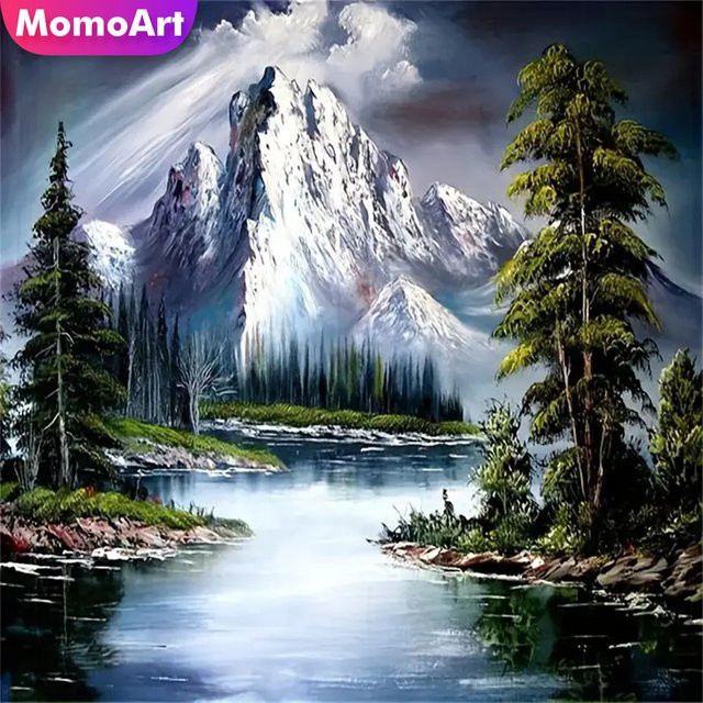 Momoart Diamant Stickerei Berg Landschaft, DIY Diamant Mosaik Bild - Bild 1