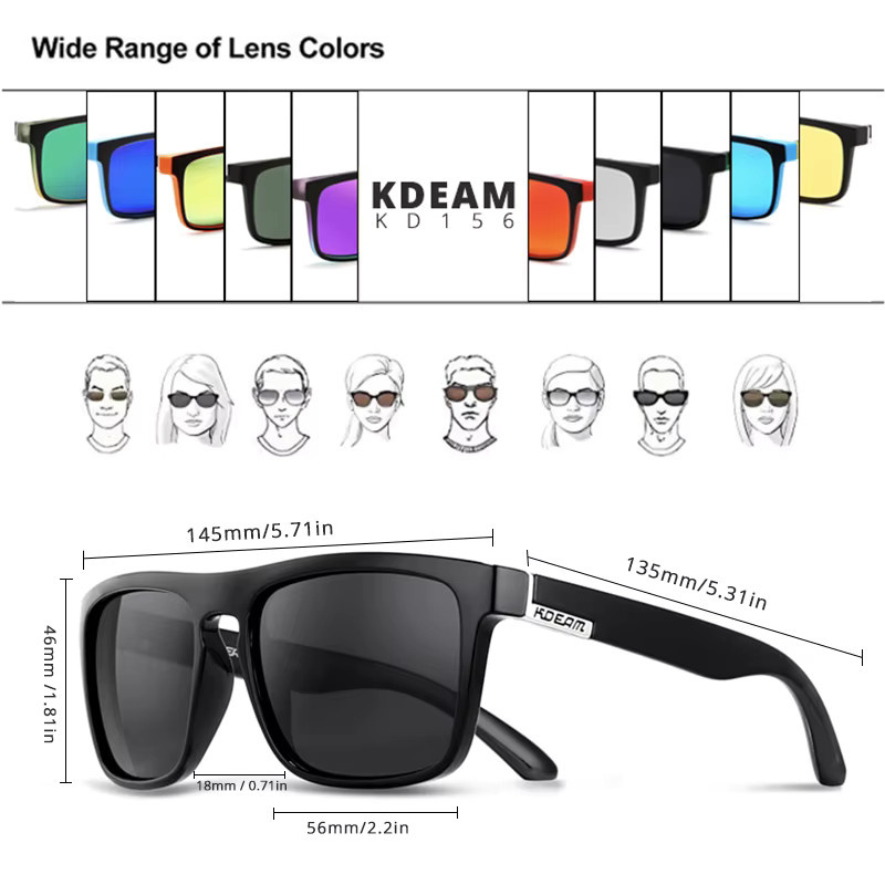 KDEAM Sonnenbrille Quadratisch, Vollrand, Kunststoff, Unisex, polarisiert - Bild 4