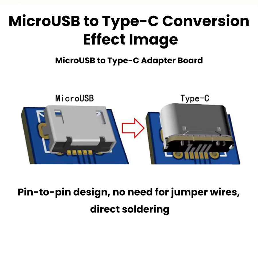 diymore Micro-USB zu Typ-C Adapterplatine für das Laden und die Datenübertragung als DIY-Modifikationswerkzeug für ältere Geräte - Bild 3