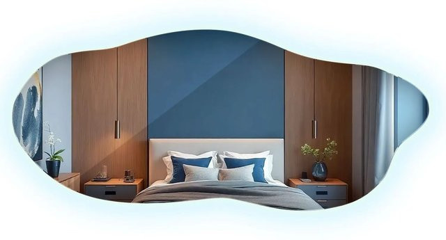 Wallfluent LED Spiegel in organischer Form mit Kaltweiß 6500K, B: 35 cm, H: 80 cm - Bild 1