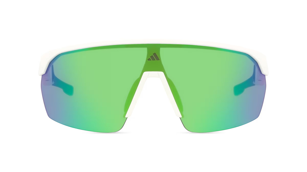 adidas SP0103 Sonnenbrille, Halbrand, Unisex, Kunststoff, weiß, grün - Bild 1