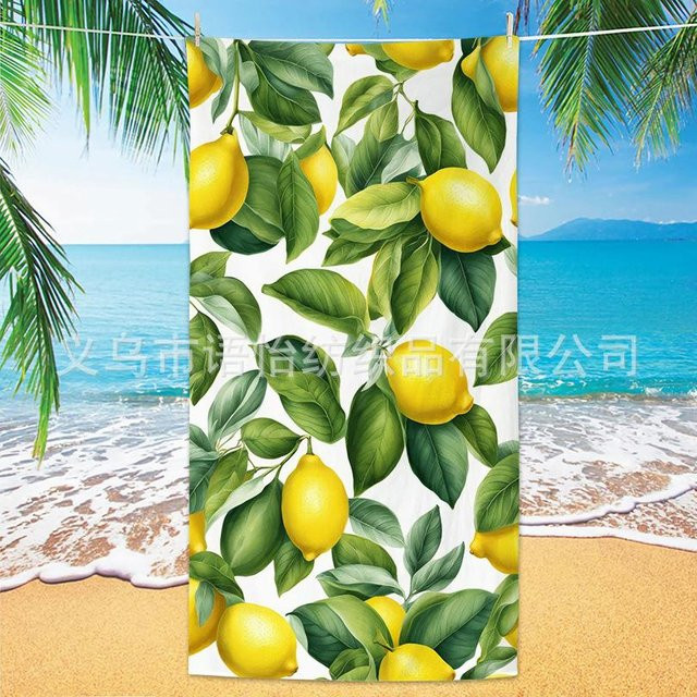 WJG Pretty A Strandtuch Zitrone Gelb, Mikrofaser, Floral, Schnelltrocknend, B: 140 cm, H: 70 cm - Bild 1