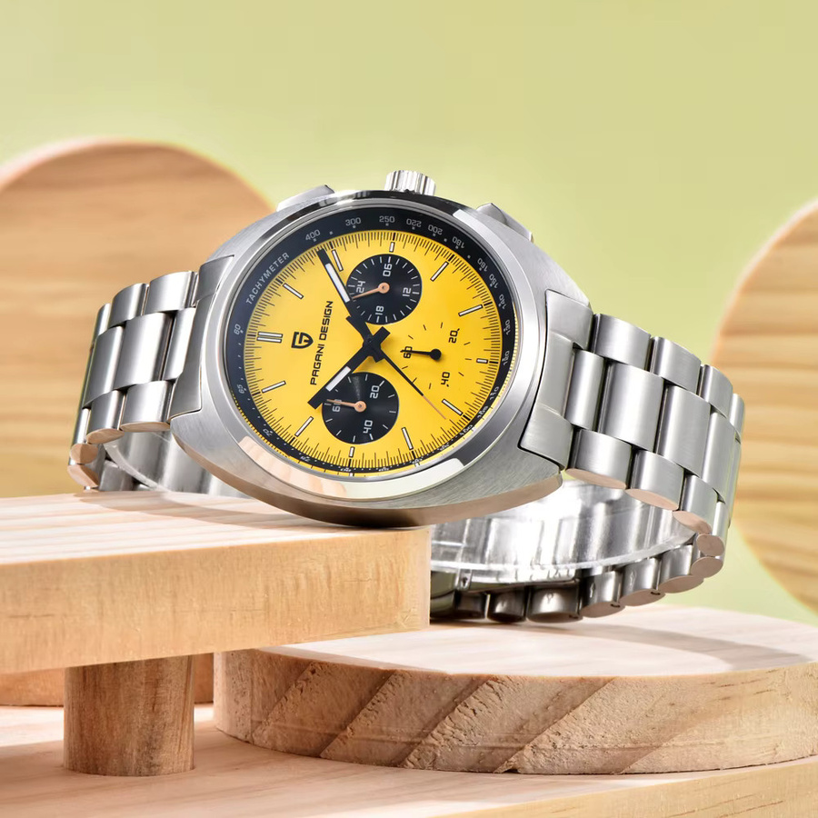 PAGANI DESIGN Chronograph, Quarz, Edelstahl, Gold, Weiß, Herren - Bild 4