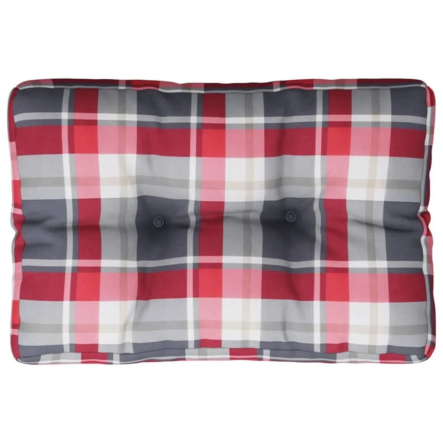 vidaXL Palettenkissen Rot Karomuster aus Polyester, B/T/H: 50 x 40 x 12 cm - Bild 2
