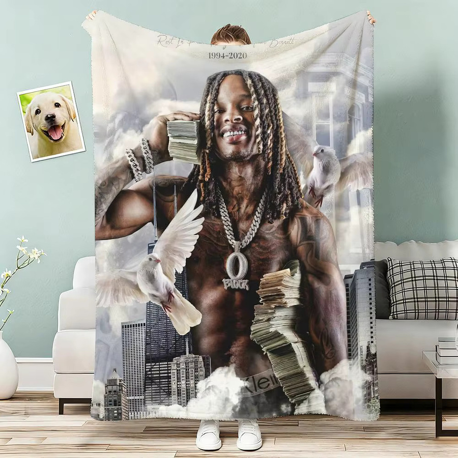 King Rapper Von Throw Flanelldecke in Multicolour, weiche Sommerdecke für Unisex, 240g - Bild 3