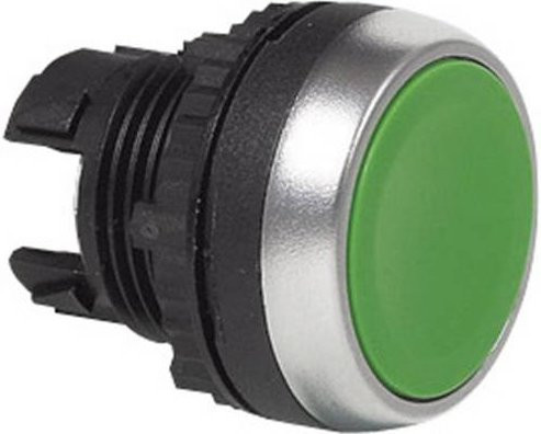 BACO Drucktaster L21AA82E mit Frontring aus Metall in Grün und Chrom - Bild 1