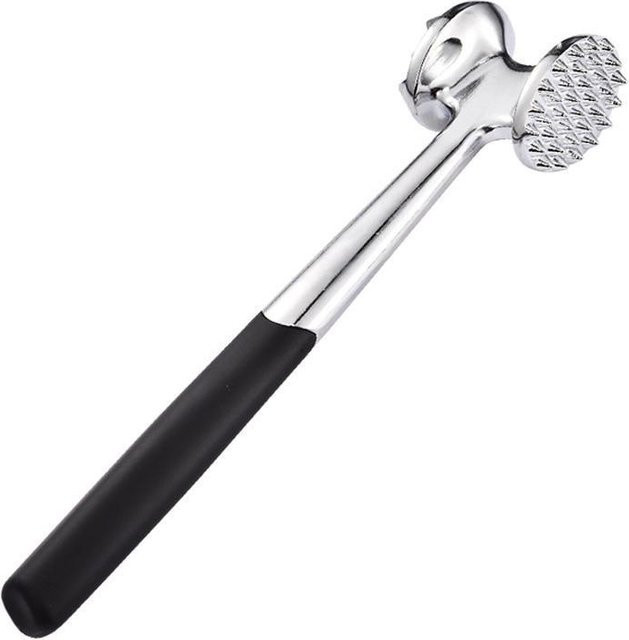 Fleischklopfer aus Edelstahl von ouyaohong in Silber und Weiß als Küchenwerkzeug für Hamburger und Fleischzubereitung - Bild 1