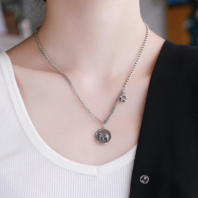 Halskette S925 Sterlingsilber, Elefant, Damen, grau - Bild 1